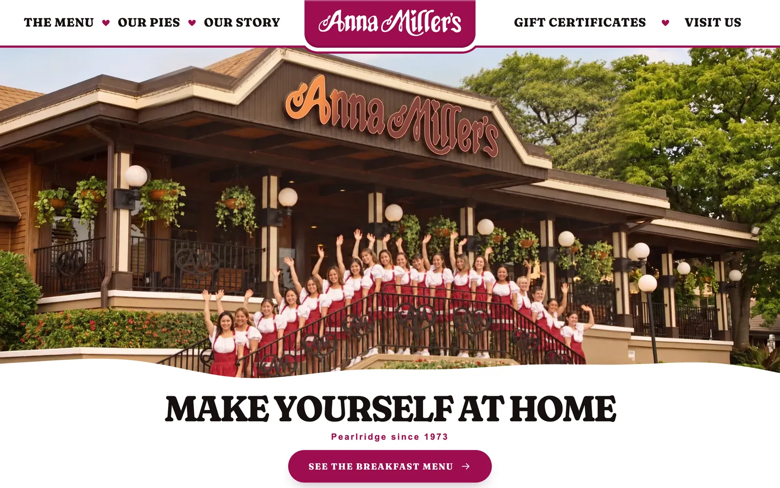Anna Miller's website home page, designed and built by The Meridian Bureau